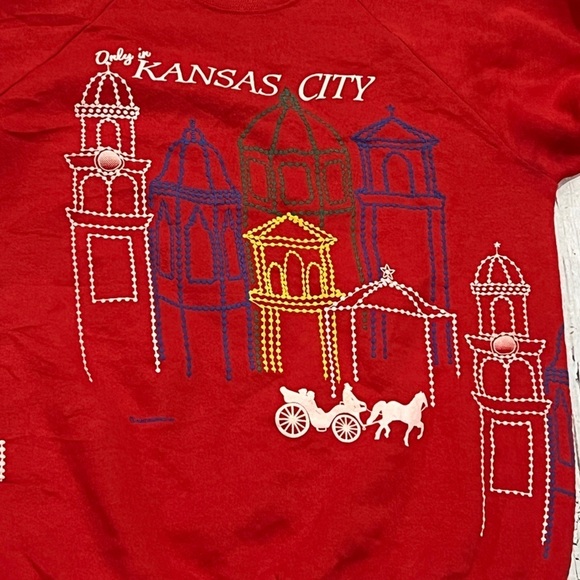 Vintage 80s Kansas City Travel Tourism Destination 1980s Crewneck Sweatshirt - Picture 4 of 6